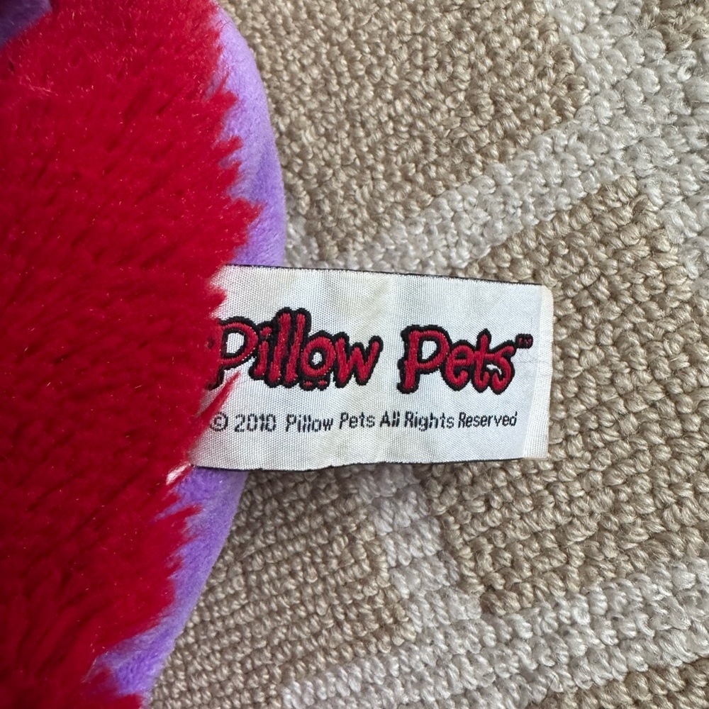 Pillow Pets Pee-Wees Fiery Dragon Plush Red Purple Travel Stuffed Animal 18”x16” - Picture 8 of 10